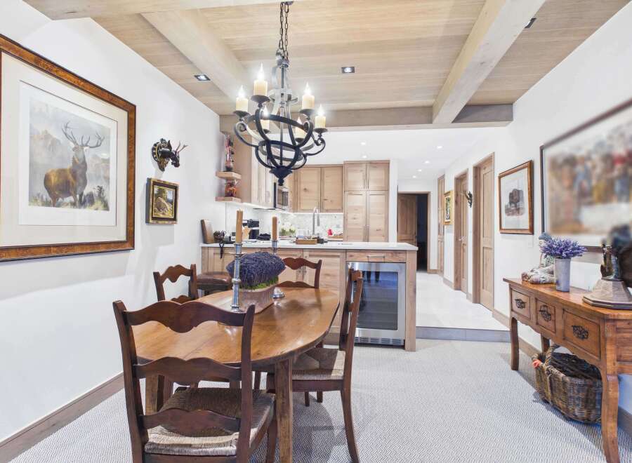 This stunning property boasts a beautifully designed dining area, perfect for hosting gatherings.
