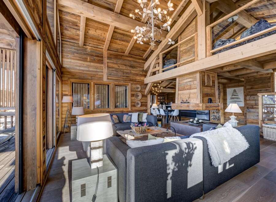 Experience rustic luxury in this stunning wooden chalet.