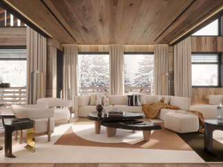 Experience luxury living in this stunning property, featuring a cozy living room with a modern design.