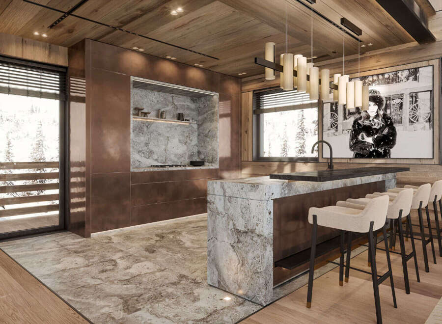 This stunning kitchen boasts a luxurious design with high-end finishes.