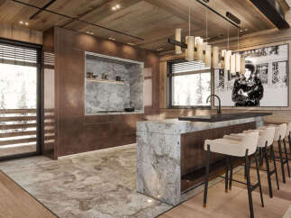 This stunning kitchen boasts a luxurious design with high-end finishes.