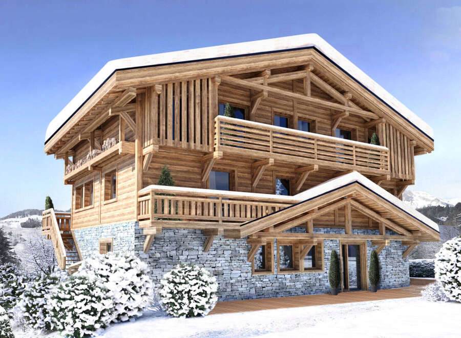 This stunning chalet-style home offers a luxurious retreat in a picturesque winter setting.