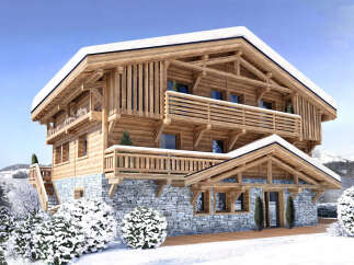 This stunning chalet-style home offers a luxurious retreat in a picturesque winter setting.