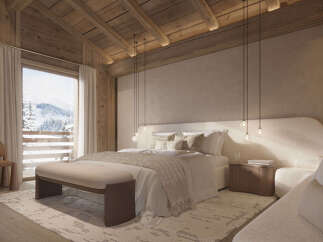 Experience the epitome of alpine luxury in this stunning bedroom.