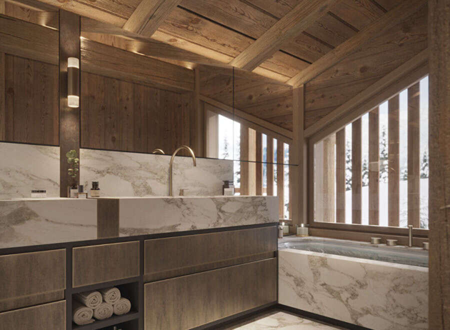 Experience luxury and tranquility in this stunning bathroom.