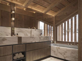 Experience luxury and tranquility in this stunning bathroom.