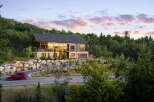This stunning property boasts a modern architectural design, seamlessly blending with its natural surroundings.