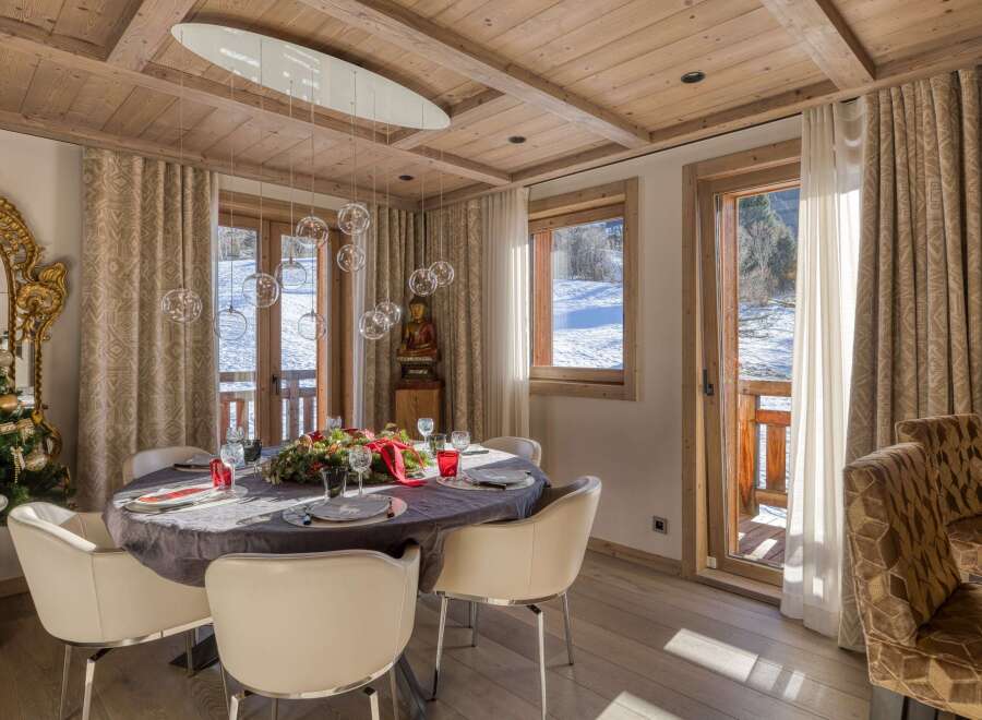 Step into a world of alpine elegance in this stunning dining room.