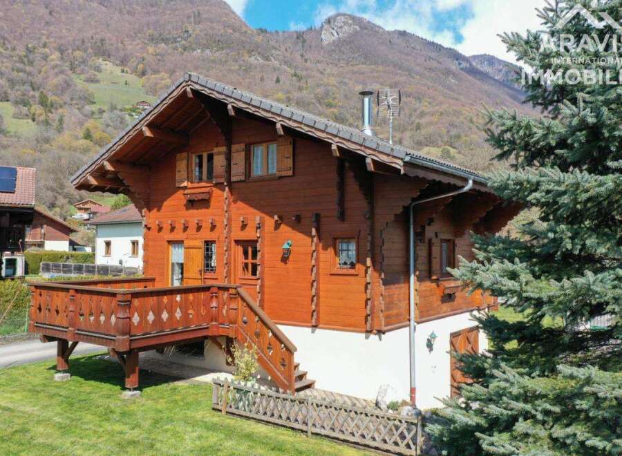 This charming wooden chalet offers a cozy retreat with stunning mountain views.