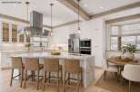 This stunning kitchen boasts a luxurious marble island with seating, perfect for entertaining.