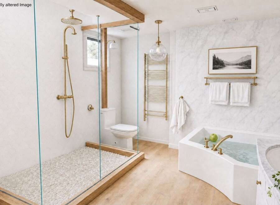 Step into luxury with this stunning bathroom design.