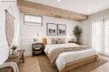 This stunning bedroom boasts a serene and inviting atmosphere, perfect for relaxation.