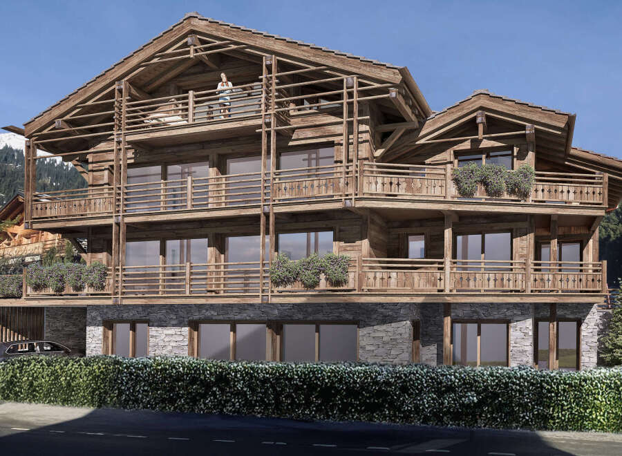 Experience luxury living in this stunning wooden chalet, boasting multiple levels of spacious balconies and a charming design.