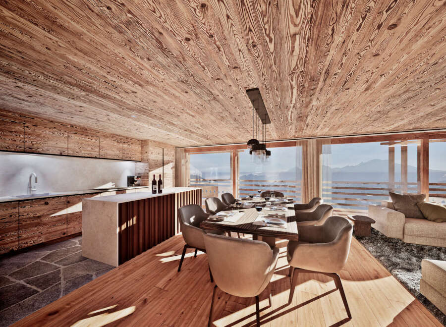 Experience luxury living in this stunning chalet, featuring exquisite wooden interiors and breathtaking mountain views.