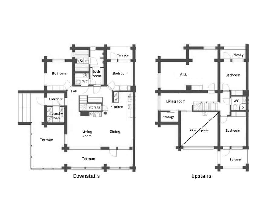 Discover a stunning property with a well-designed floor plan featuring both downstairs and upstairs living spaces.
