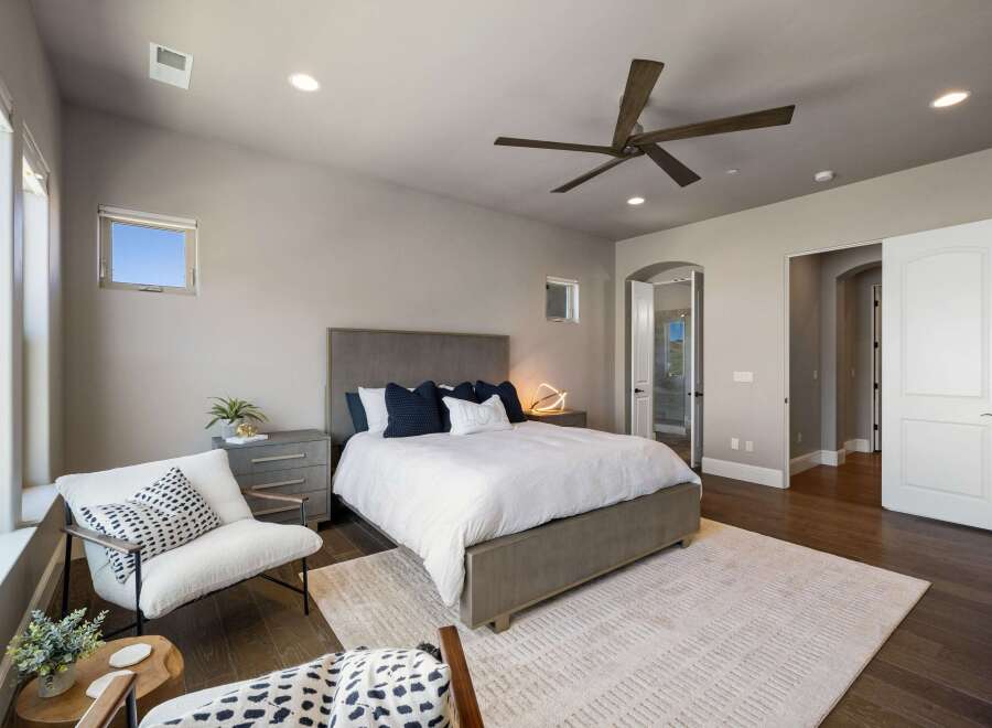 Step into luxury with this stunning bedroom, featuring a spacious layout and elegant design.