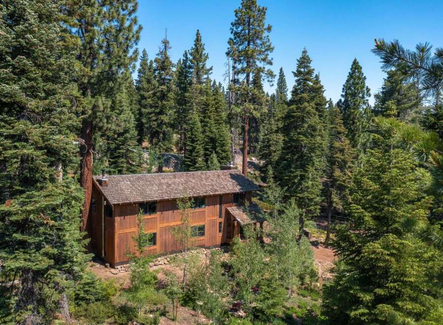 Nestled amidst a lush forest, this stunning property offers a serene escape.