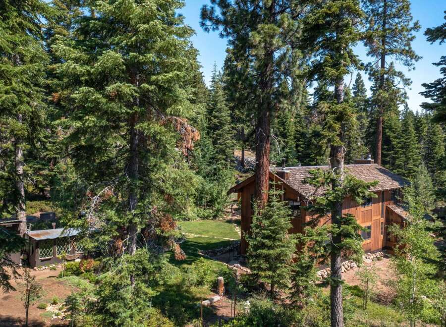 Nestled amidst a lush forest, this stunning property offers a serene retreat.