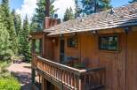 Nestled amidst towering trees, this charming cabin offers a serene escape.