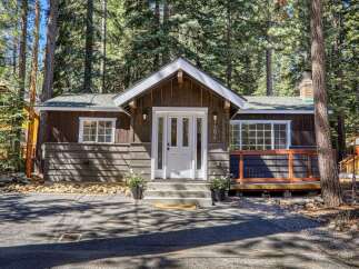 Nestled amidst towering trees, this charming cabin offers a serene escape.