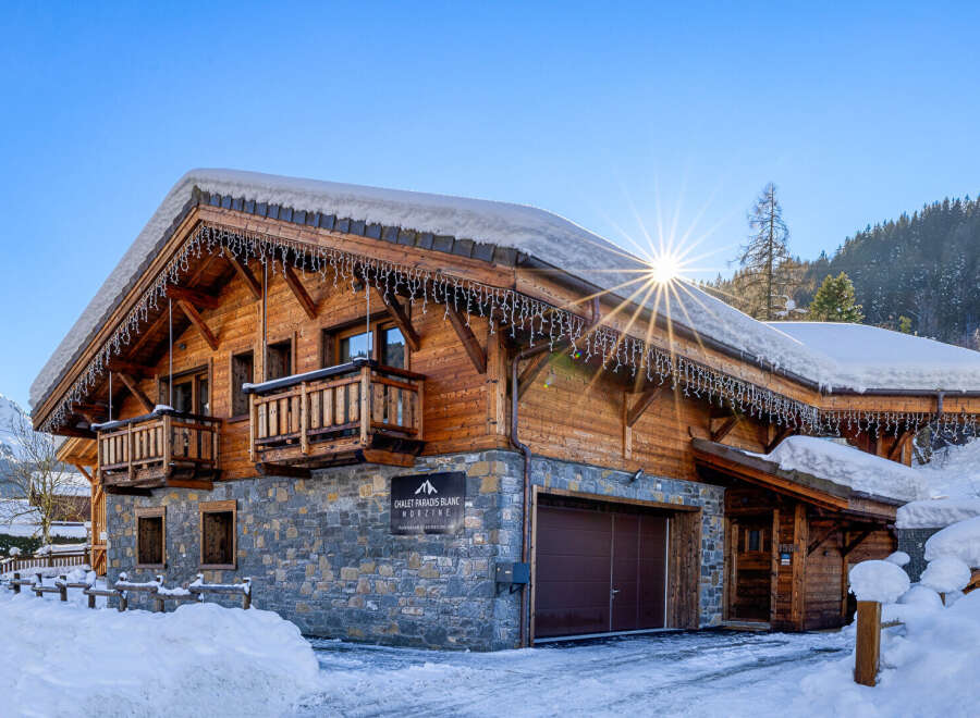 Discover the charm of this stunning chalet nestled in a winter wonderland.