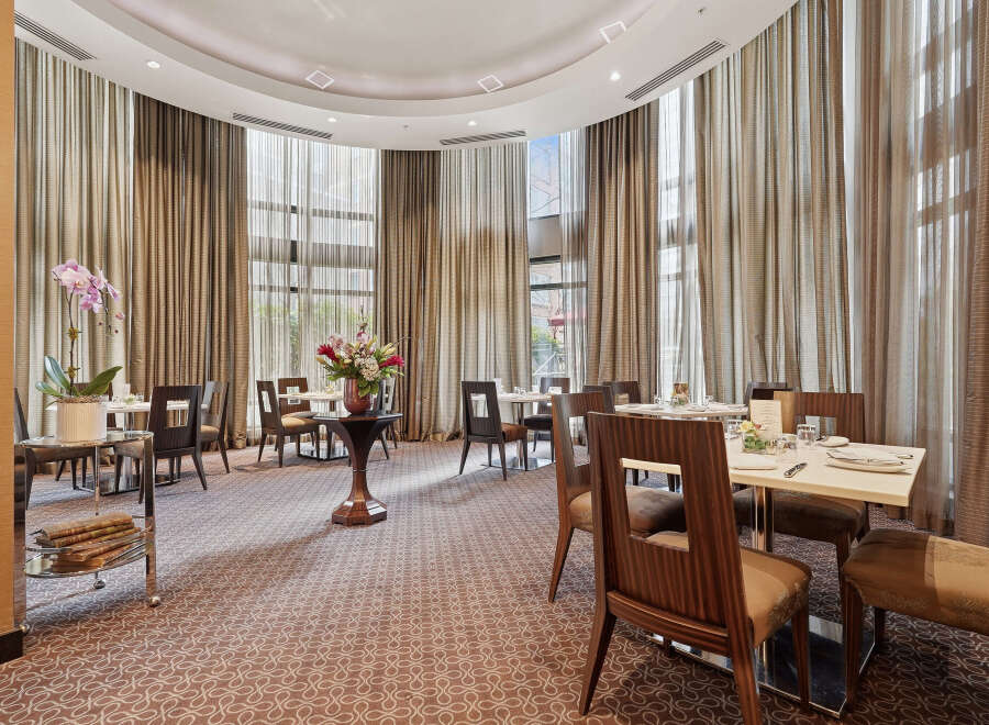 Step into a world of elegance and sophistication in this stunning dining space.