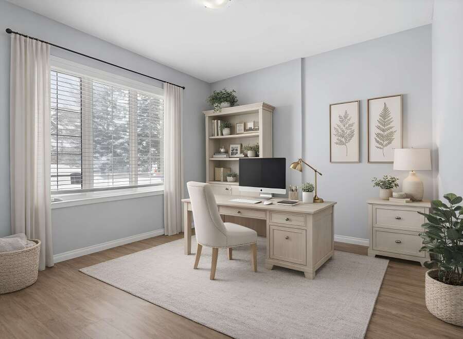 Step into this bright and airy home office, perfect for productivity and focus.
