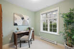 This inviting home office space offers a serene atmosphere, perfect for productivity.
