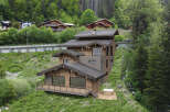 Discover the epitome of mountain living in this stunning chalet nestled amidst lush greenery.