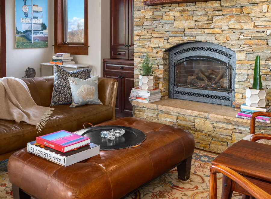 This stunning living room features a cozy fireplace, perfect for relaxing evenings.