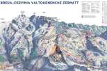 Explore the breathtaking ski slopes of Zermatt, Cervinia, and Valtournenche with this detailed ski map.