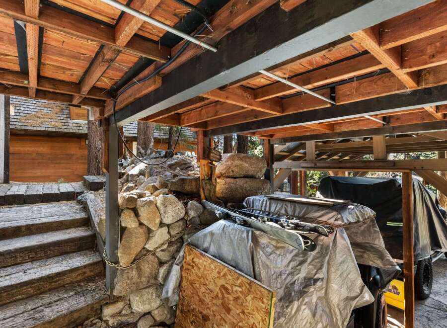This property features a unique outdoor storage area, perfect for storing equipment or vehicles.