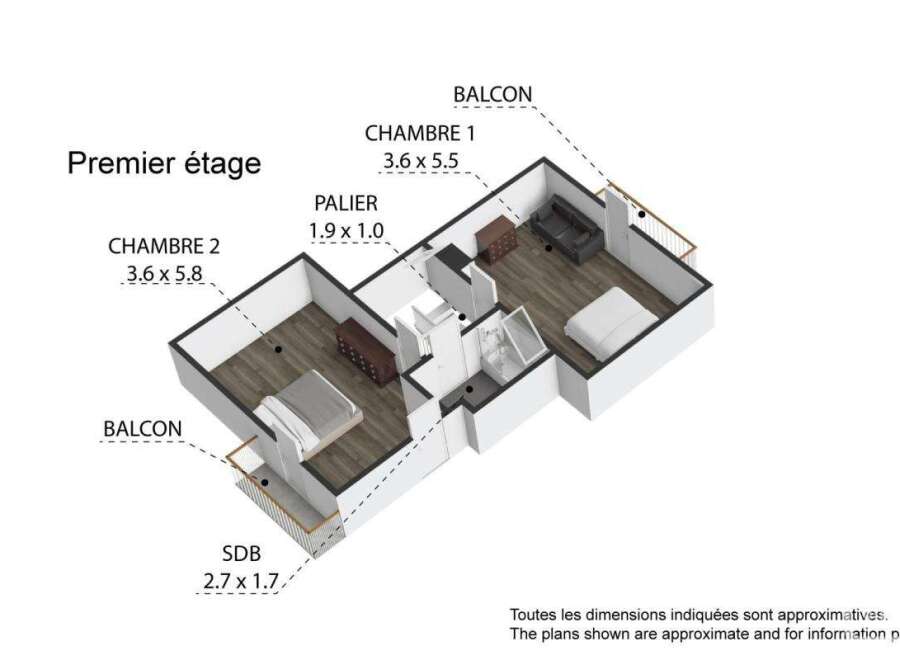 Discover this charming apartment featuring two bedrooms, each with ample space, and a well-appointed bathroom.