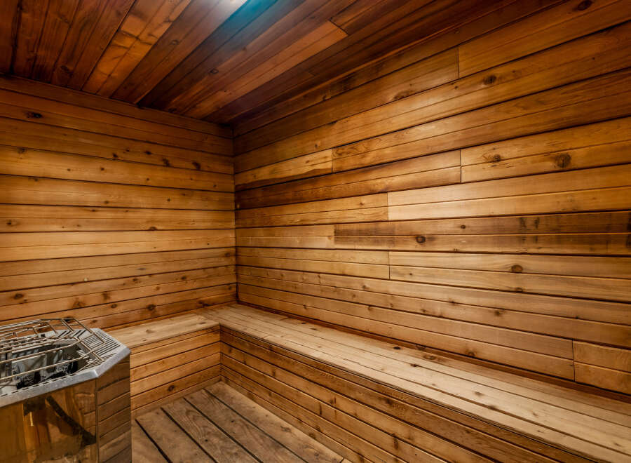 Step into relaxation with this stunning sauna.