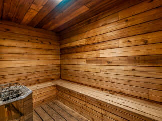 Step into relaxation with this stunning sauna.