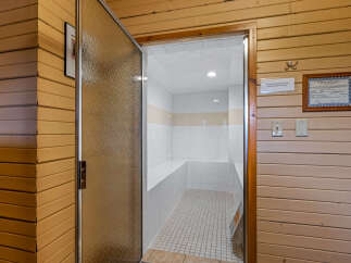 Step into a serene spa-like retreat with this inviting sauna.