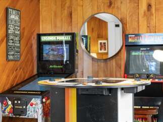 This property features a fun and inviting game room, perfect for entertainment.