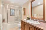 Step into a luxurious bathroom featuring a stunning combination of elegance and functionality.