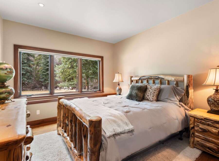 Experience rustic charm in this inviting bedroom.