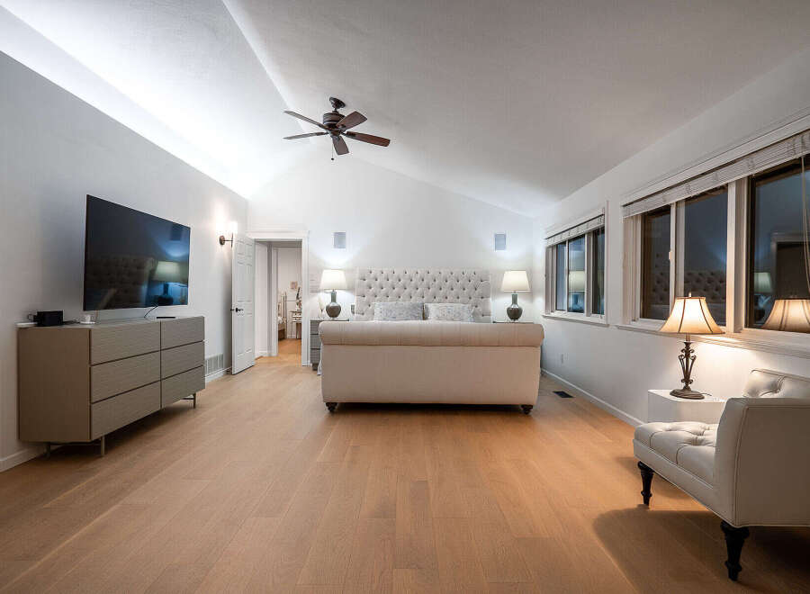 Step into luxury with this stunning bedroom, featuring a spacious layout and elegant design.