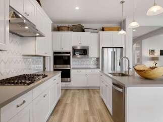 This stunning kitchen boasts modern design and functionality, perfect for culinary enthusiasts.