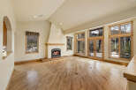 This stunning living room boasts a cozy fireplace, perfect for chilly evenings.