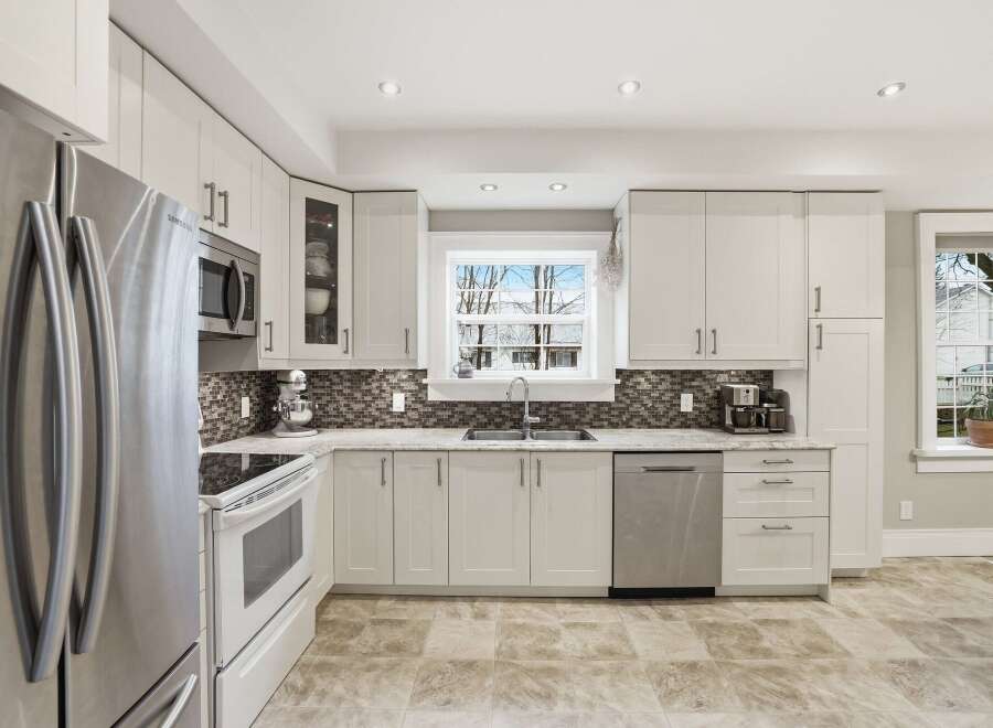 This stunning kitchen boasts modern design and functionality.