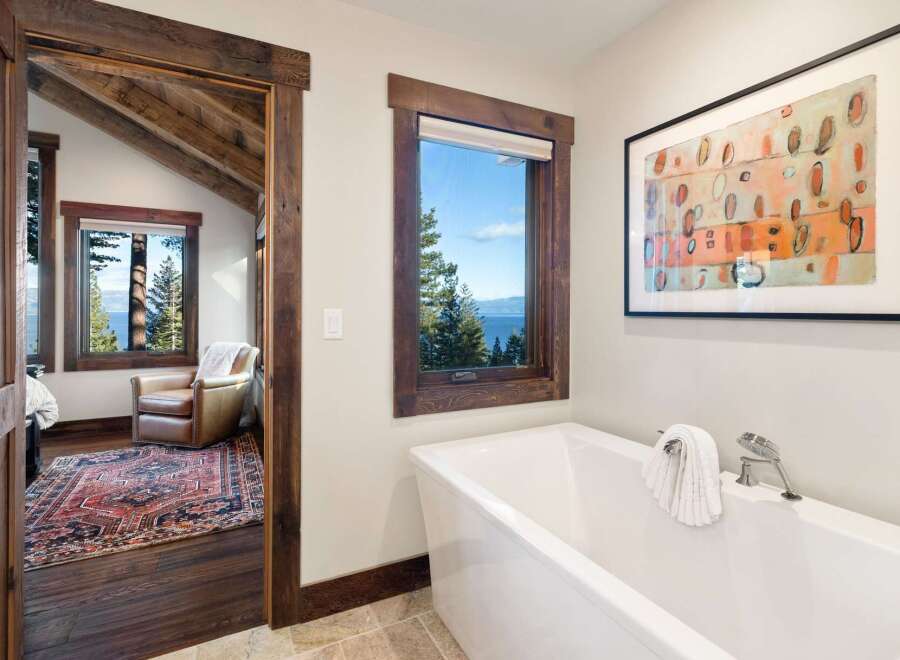 Experience luxury and tranquility in this stunning bathroom.