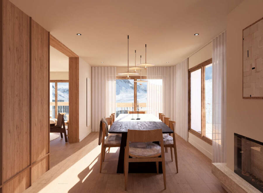 Experience luxury living in this stunning property, featuring a spacious dining area perfect for entertaining.