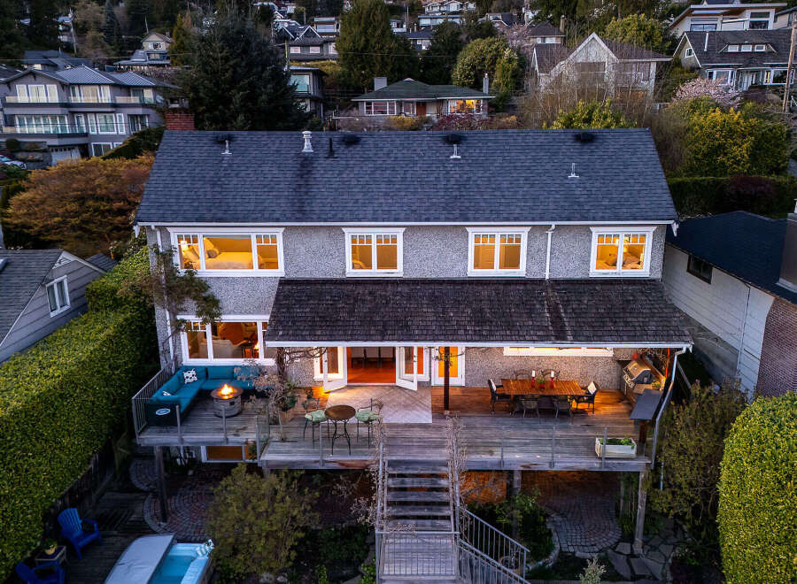 This stunning property boasts a multi-level deck, perfect for entertaining and enjoying the outdoors.