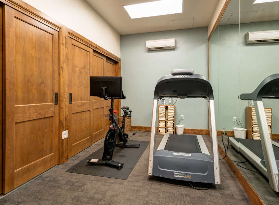 This home gym offers a dedicated space for fitness enthusiasts.