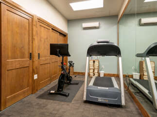 This home gym offers a dedicated space for fitness enthusiasts.
