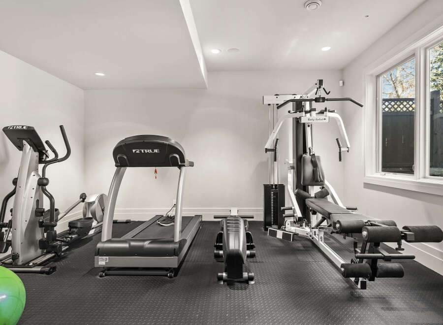 This home gym is the perfect space to stay active and healthy.