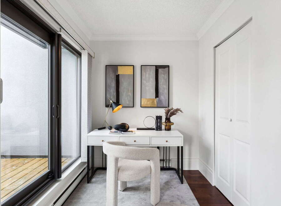 Discover the perfect blend of style and functionality in this stunning home office.